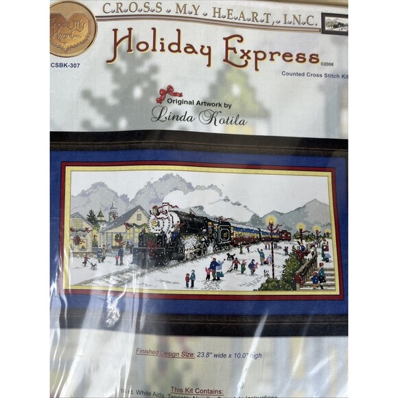 Rare Cross My Heart Holiday Express Christmas Train Counted Cross Stitch Kit2008 - Picture 2 of 6